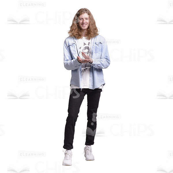 Long Haired Young Man's Top Poses Cutout Photo Pack-25063