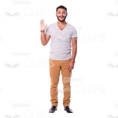 Happy Young Man Waving Hand Cutout Image-0