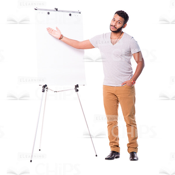 Attentive Latino Man Pointing On Flipchart Cutout Photo-0