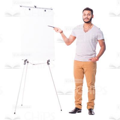 Concentrated Cutout Man Pointing On Flipchart-0