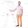 Cute Latino Man Going To Write On Flipchart Cutout-0