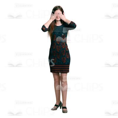 Young Woman Character Covering Eyes Cutout Image-0