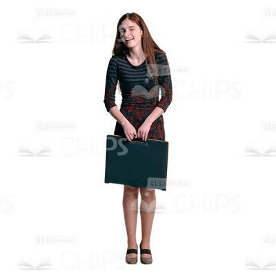 Young Woman With Folder Laughing Cutout Photo-0