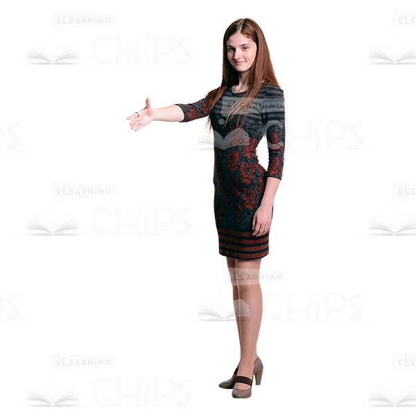 Smiling Young Girl Greeting Pose Cutout Photo-0