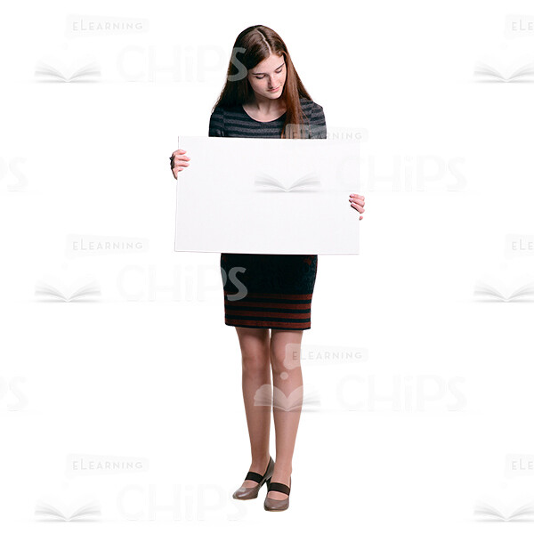 Cute Girl Looking At Poster She Holds Cutout Picture-0