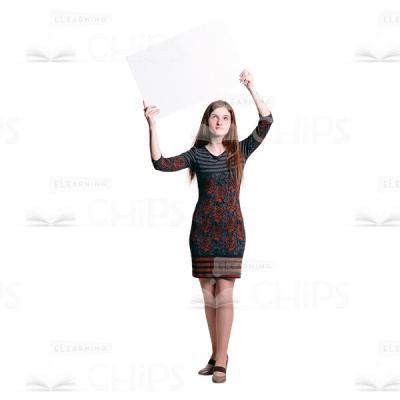 Cutout Image Of Young Woman Holding Poster Above Her Head-0