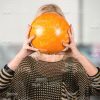 Bowling Ball In Woman's Hands Stock Photo