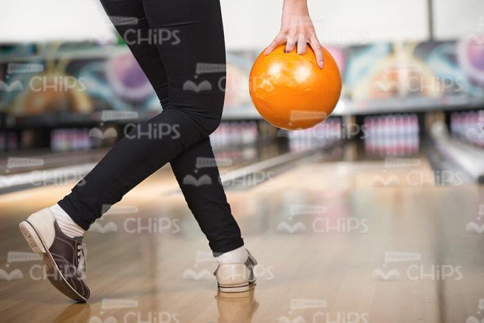 Stock Photo Of Lady Throwing The Bowling Ball Stock Photo