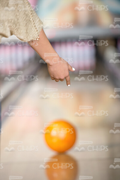 Woman Threw Bowling Ball Stock Photo