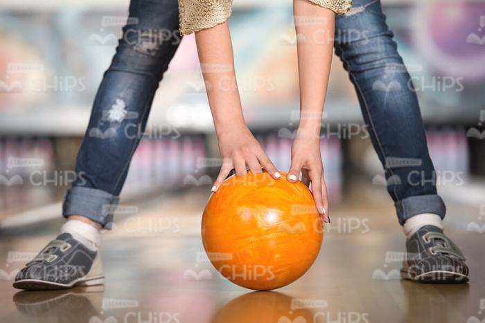 Close Up Stock Photo Of Yellow Bowling Ball