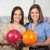 Girls Ready To Play Bowling Stock Photo