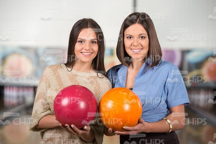Girls Ready To Play Bowling Stock Photo