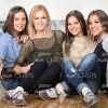 Four Friendly Women At Bowling Alley Stock Photo