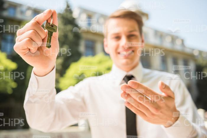 Keys In Man's Hand Stock Photo