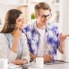 Two Happy Young Students Discussing Something Stock Photo