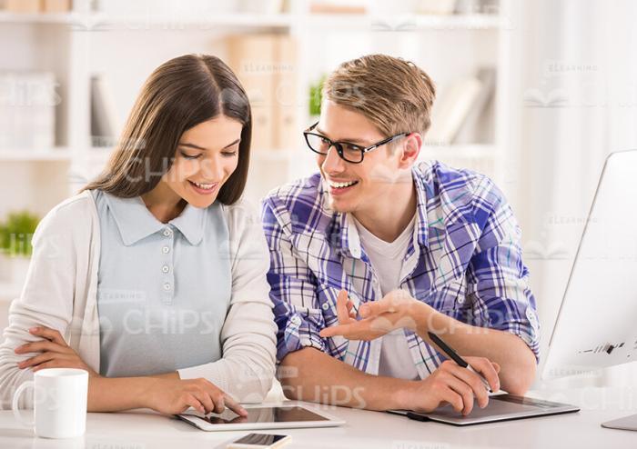 Students Talking To Each Other Stock Image