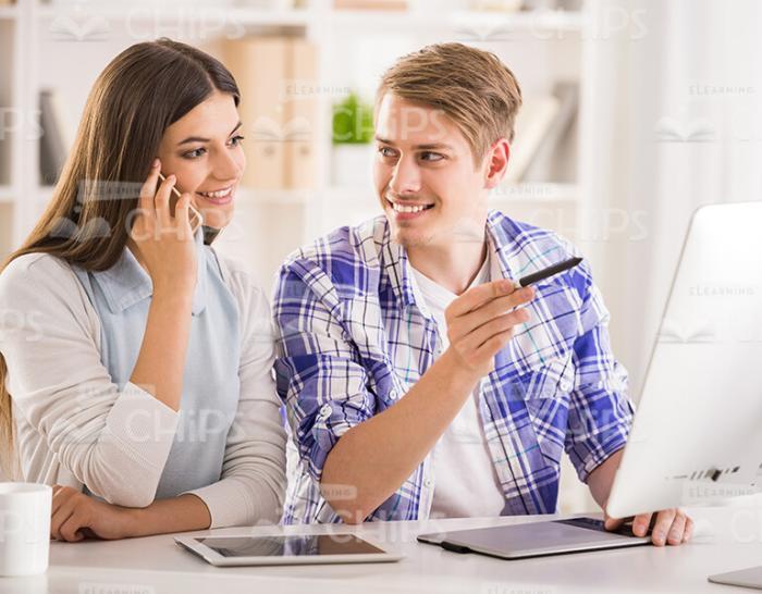 Handsome Young People At Classroom Stock Photo