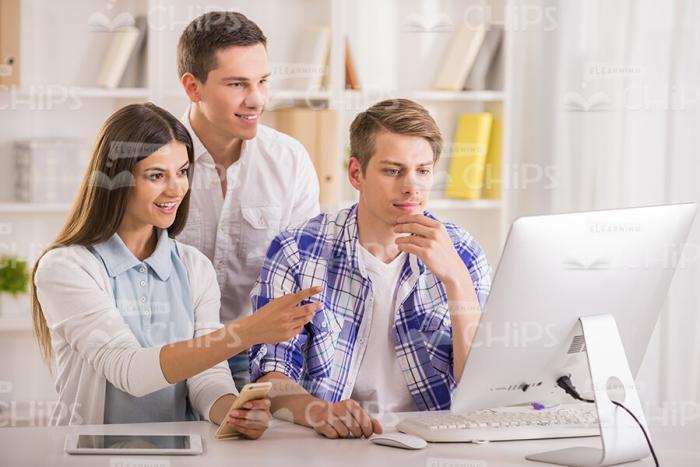 Stock Photo Of Young Students Work On Desktop