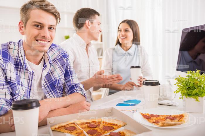 Young Man With Pizza Box Stock Photo