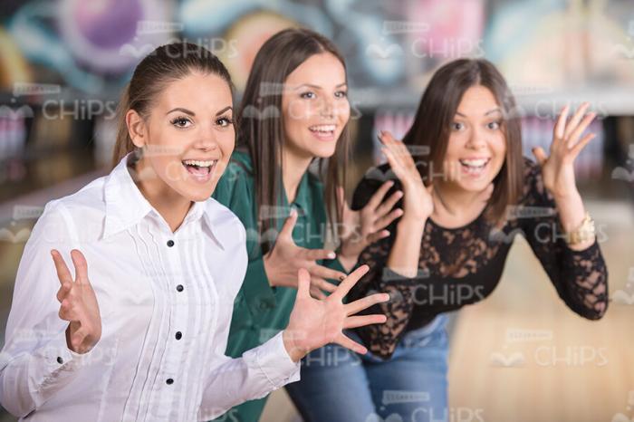 Discouraged Young Girls At Bowling Stock Photo