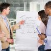 Young Business People Standing Next To Flipchart Stock Photo
