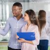 Young People At Training Work With Whiteboard Stock Photo