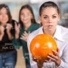Extremely Focused Young Woman Going To Make The Strike Stock Photo