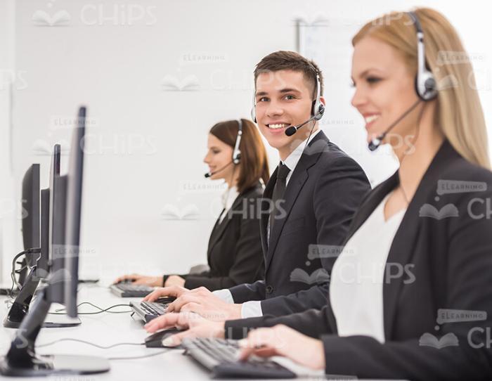 Call Center Operators At Work Stock Photo
