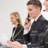 Smiling Manager Talking On Telephone Stock Photo