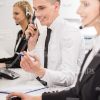 Young Man Talking On Telephone And Gesticulating Stock Photo