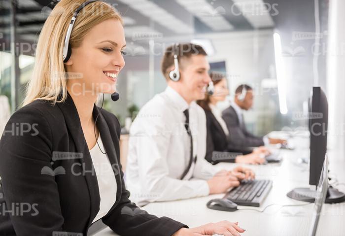 Blonde Business Lady With Laptop Stock Photo