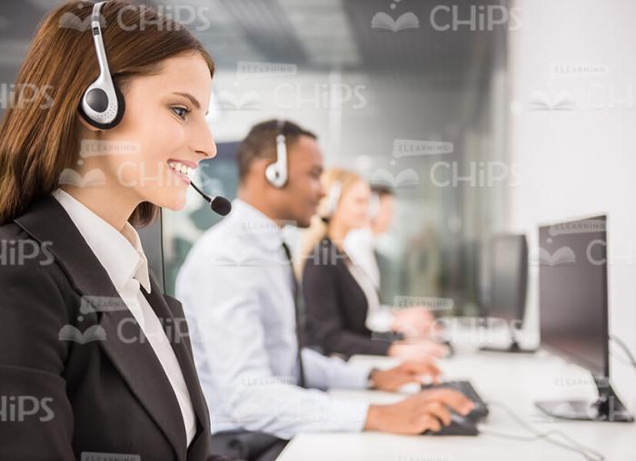 Pretty Call Center Manager Profile View Stock Photo