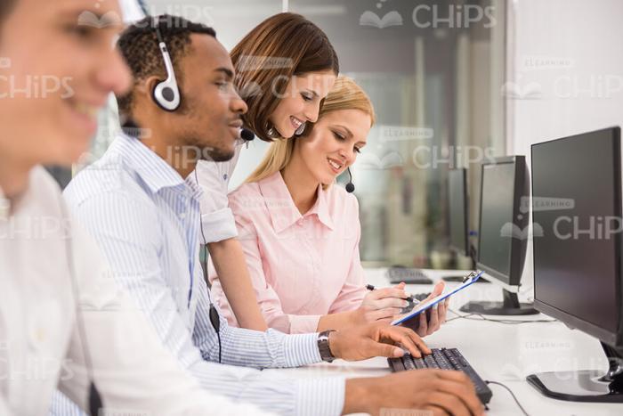 People Working In Call Center Stock Photo