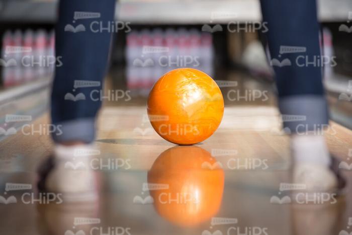 Bowling Ball On The Alley Stock Photo