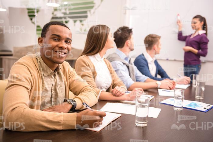 Smiling Black Man Takes Part In Training Session Stock Photo