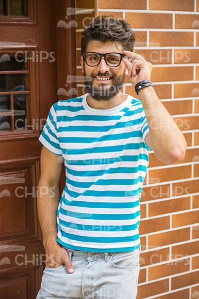 Bearded Young Man Wearing Eyeglasses Stock Photo