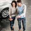 Nice People Looking For New Vehicle Top View Stock Photo