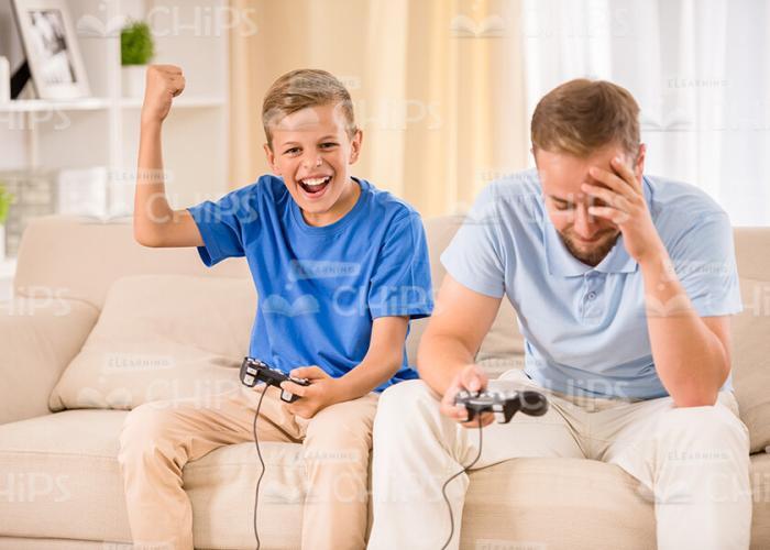 Young Boy Won The Game And Became Extremely Happy Stock Photo