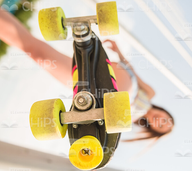 Close Up Stock Photo Of Rollers Wearing By Young Girl
