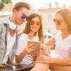 Handsome Young People Using Tablet Stock Photo