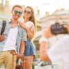 Girl Taking Picture Of Her Friends Stock Photo