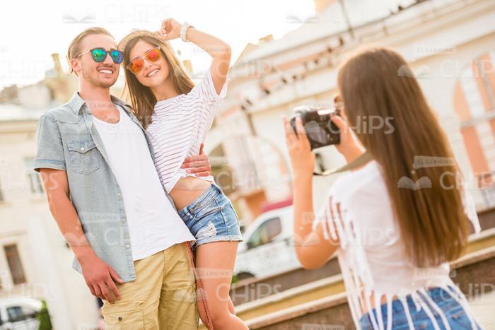 Friends posing For Camera Stock Photo