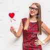 Pretty Young Woman With Heart Stock Photo