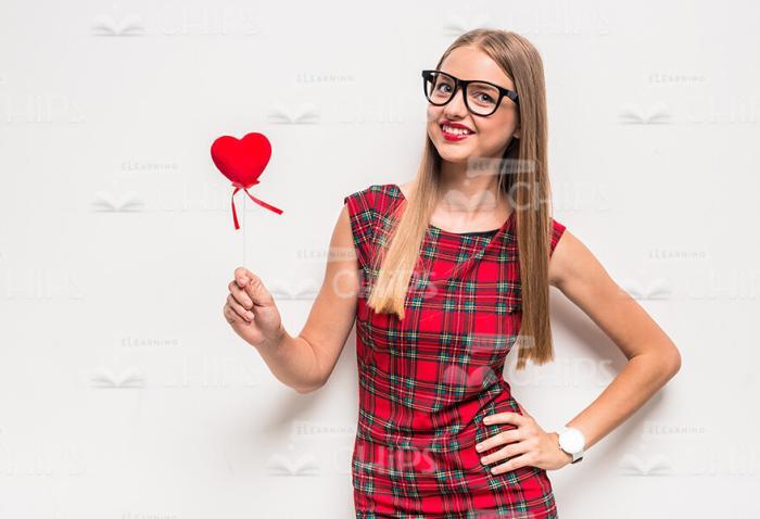 Pretty Young Woman With Heart Stock Photo