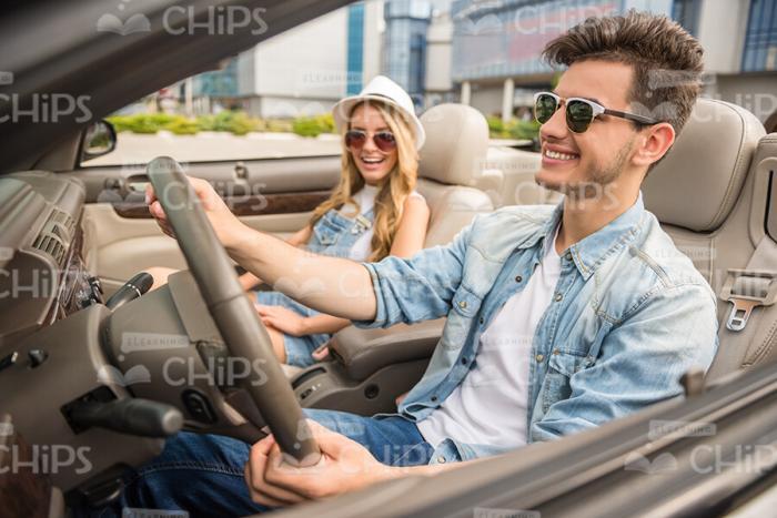 Young Couple Going For Drive Stock Photo