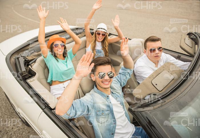 Young People Enjoying The Road Trip Stock Photo
