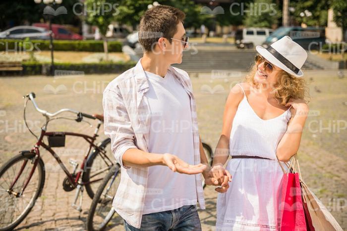 Nice Couple Walking Outdoors Stock Photo