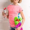 Happy Little Girl With Skateboard And Bottle Of Water Stock Photo