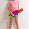 Happy Young Girl With Skateboard Stock Photo