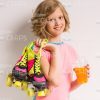 Happy Girl With Roller Skates And Juice Stock Photo